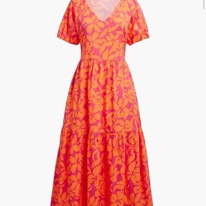 JCrew Tiered midi dress with puff sleeves. Sz: 10